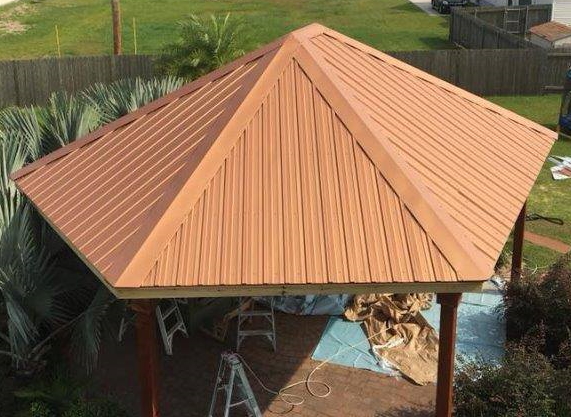 Copper Goldin Panel used for a gazebo roof.